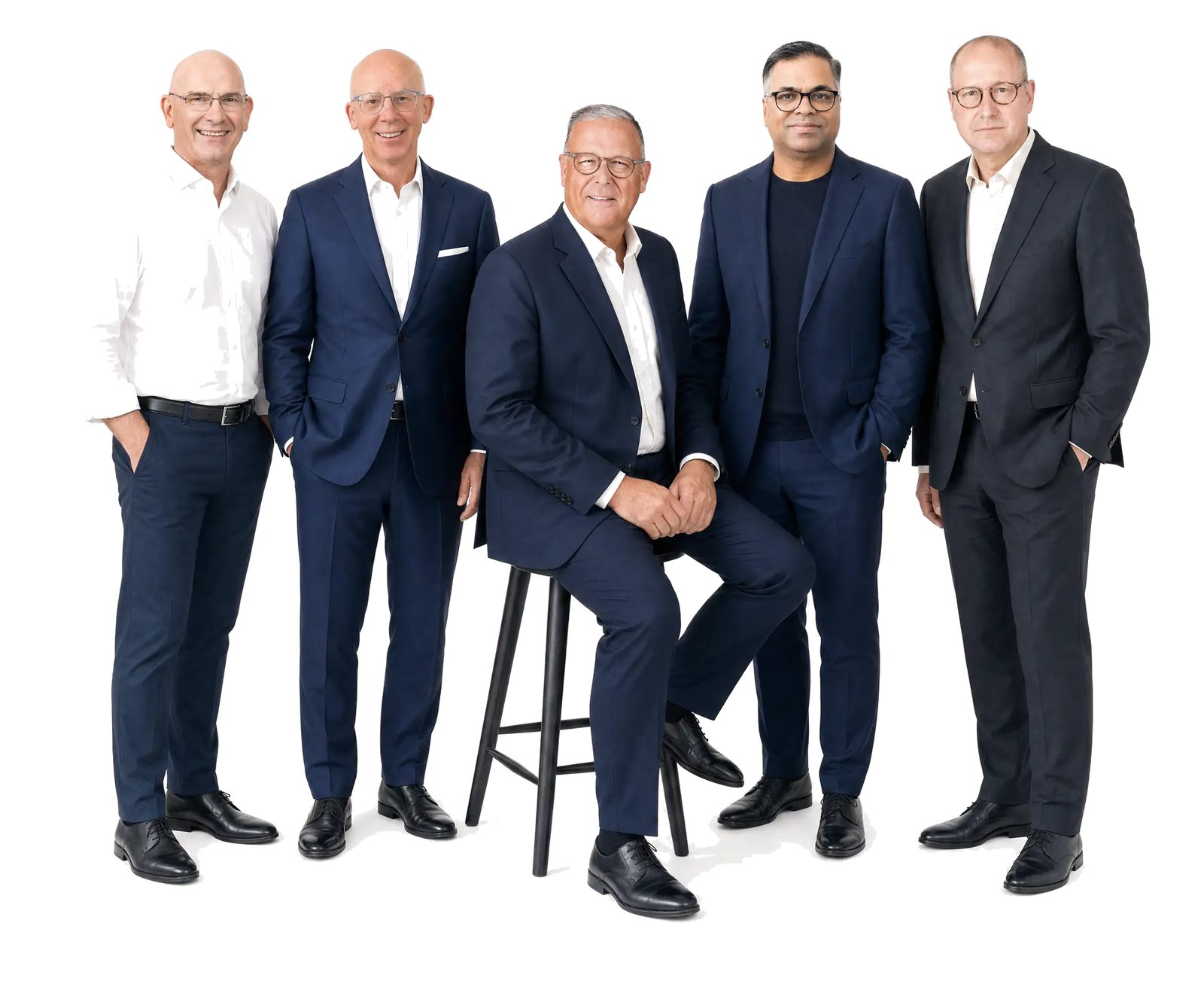 The Creditspective leadership team: John Keller, Craig R. Schmidt, Tom Kramer, Anurag Jain, and Christopher Rigg